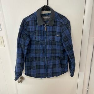 Eddie Bauer Blue Plaid Sherpa Lined Men's Jacket